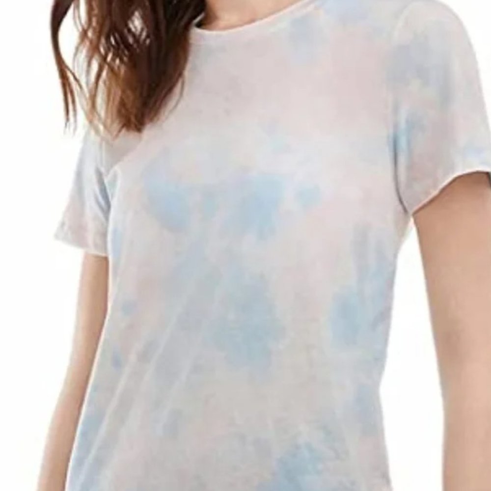 Tie Dye T-shirt Crew Neck Short Sleeve  Medium Blue Pink